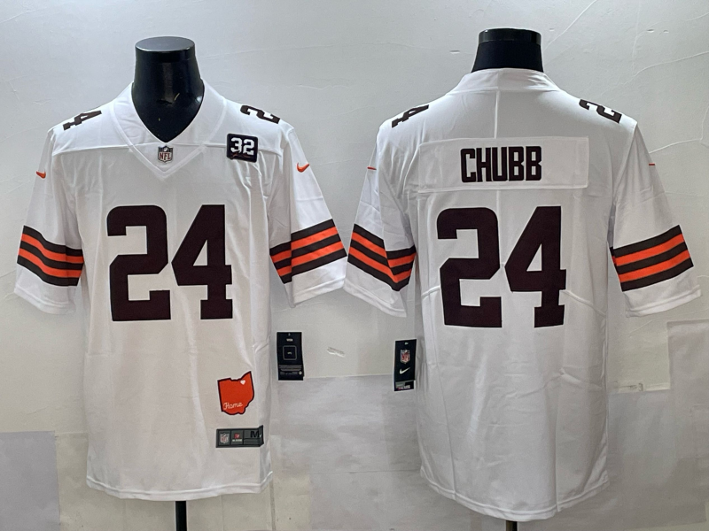 Men 2025 Cleveland Browns #24 Chubb white Nike Limited NFL Jersey 002